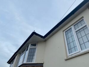 Freshly replaced fascia, soffit, and guttering showcasing modern uPVC materials on a house in Epping, Essex.